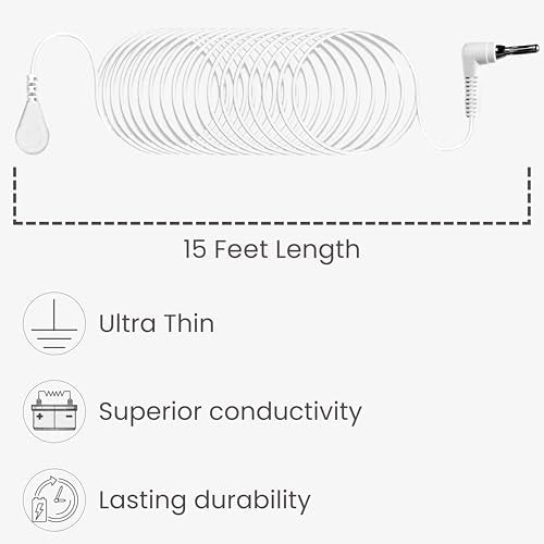 Grounding Cord, Universal Grounding Cable Compatible with Earthing Power Accessories Such as Grounding Sheets, Mats, & More. The Grounding Cord Size is 4.5 METERS. Ultra-Thin.