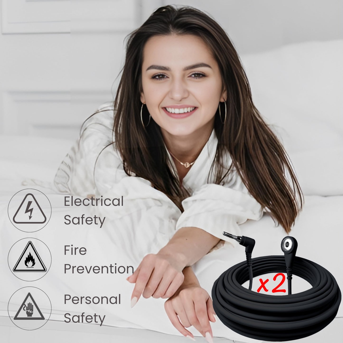Grounding Cord, Universal Grounding Cable Compatible with Earthing Power Accessories Such as Grounding Sheets, Mats, & More. The Grounding Cord Size is 4.5 METERS. Ultra-Thin.