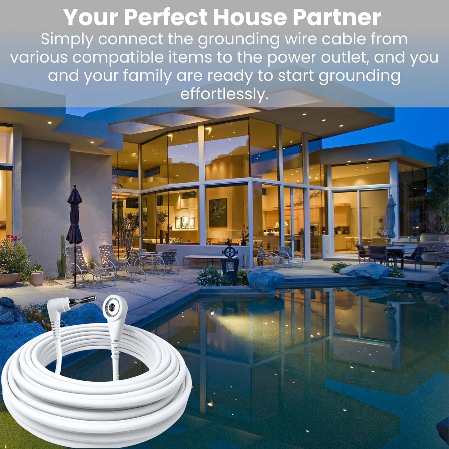 Grounding Wire, Universal Grounding Cable Compatible with Earthing Power Accessories Such as Grounding Sheets, Mats, Pillowcases & More. The Grounding Cord Size is 4.5 Meters. Ultra-Thin.