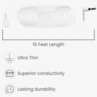 Grounding Cord, Universal Grounding Cable Compatible with Earthing Power Accessories Such as Grounding Sheets, Mats, & More. The Grounding Cord Size is 4.5 METERS. Ultra-Thin.