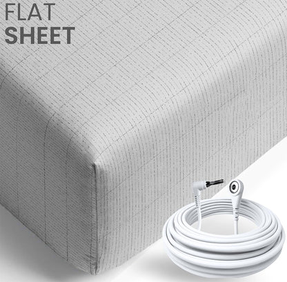 ZenEarth Grounding Sheets, King & Queen Size, 90% Organic Cotton 10% Pure Silver Fiber, Improves Sleep & Wellness, Earthing Grounded Bed Flat Sheets are 2x2.6 Meters, Grounding Cord Included.