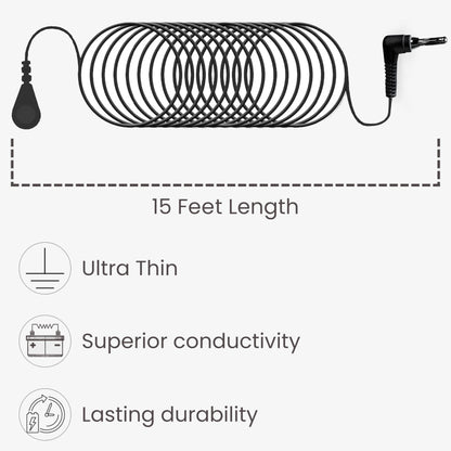 Grounding Cord, Universal Grounding Cable Compatible with Earthing Power Accessories Such as Grounding Sheets, Mats, & More. The Grounding Cord Size is 4.5 METERS. Ultra-Thin.