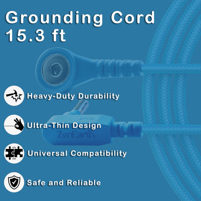 Grounding Cord and Plug Adapter Kit (Blue) — Includes 15ft Heavy-Duty Braided Cable & Safe Outlet Connector