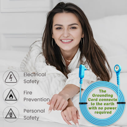 Grounding Cord and Plug Adapter Kit (Blue) — Includes 15ft Heavy-Duty Braided Cable & Safe Outlet Connector