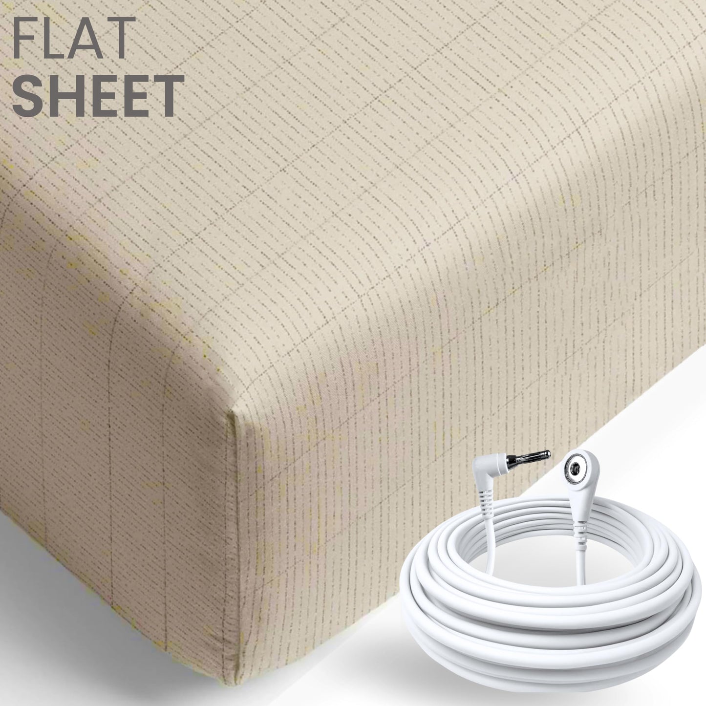 ZenEarth Grounding Sheets, King & Queen Size, 90% Organic Cotton 10% Pure Silver Fiber, Improves Sleep & Wellness, Earthing Grounded Bed Flat Sheets are 2x2.6 Meters, Grounding Cord Included.