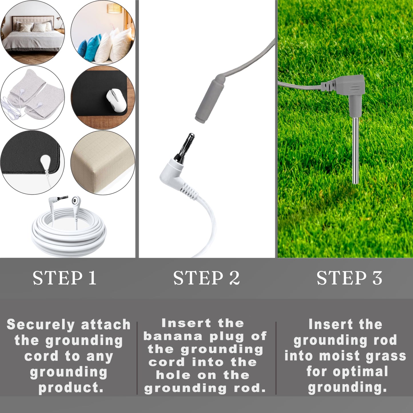 Grounding Rod with 12 Meters Cord - Premium materials | Ideal for Earthing Sheets, Mats, Blankets, and More | Easy Installation for Enhanced Sleep and Energy
