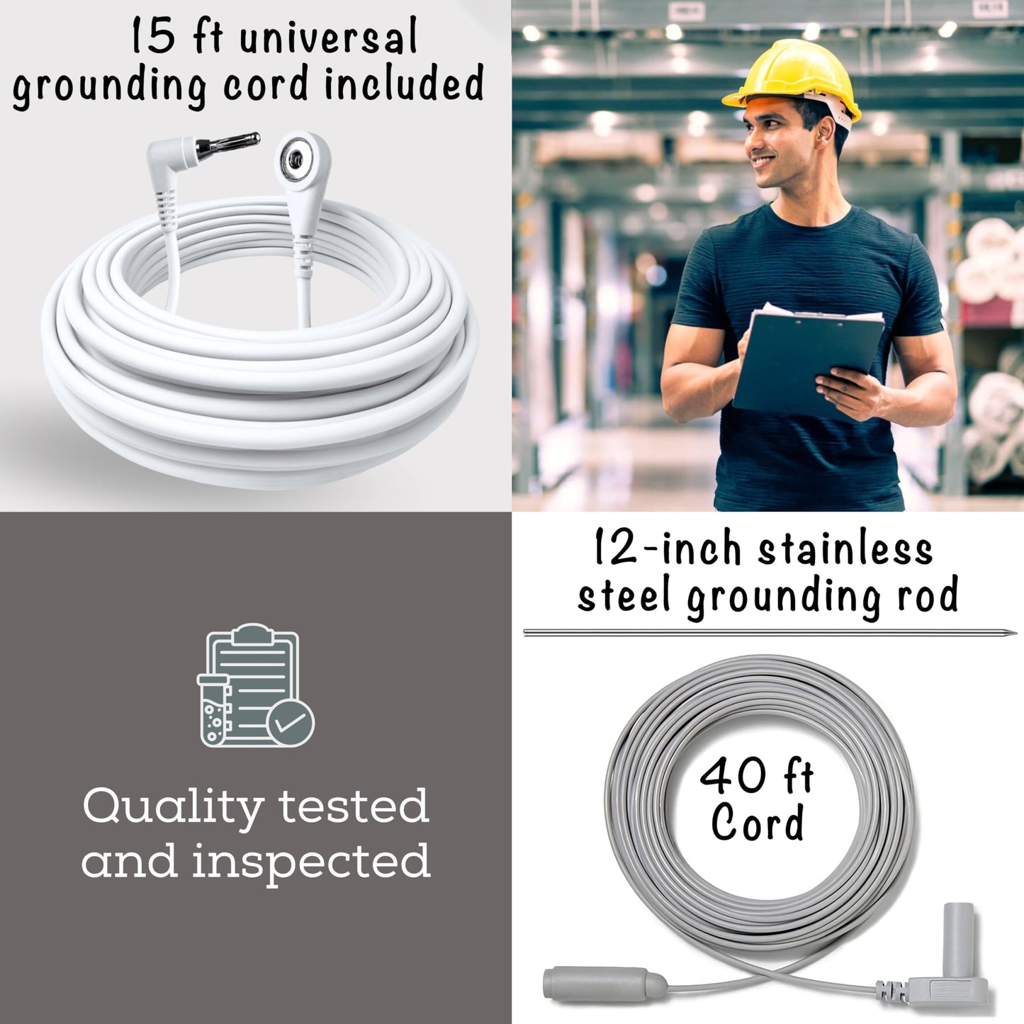 Grounding Rod with 12 Meters Cord - Premium materials | Ideal for Earthing Sheets, Mats, Blankets, and More | Easy Installation for Enhanced Sleep and Energy