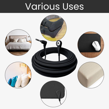 Grounding Cord, Universal Grounding Cable Compatible with Earthing Power Accessories Such as Grounding Sheets, Mats, & More. The Grounding Cord Size is 4.5 METERS. Ultra-Thin.