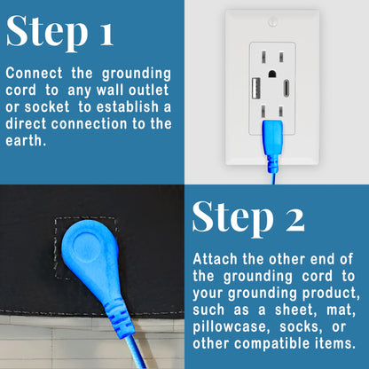 Grounding Cord and Plug Adapter Kit (Blue) — Includes 15ft Heavy-Duty Braided Cable & Safe Outlet Connector