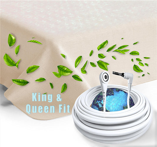 ZenEarth Grounding Sheets, King & Queen Size, 90% Organic Cotton 10% Pure Silver Fiber, Improves Sleep & Wellness, Earthing Grounded Bed Flat Sheets are 2x2.6 Meters, Grounding Cord Included.