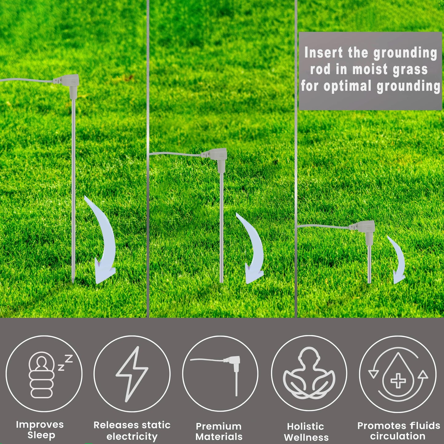 Grounding Rod with 12 Meters Cord - Premium materials | Ideal for Earthing Sheets, Mats, Blankets, and More | Easy Installation for Enhanced Sleep and Energy
