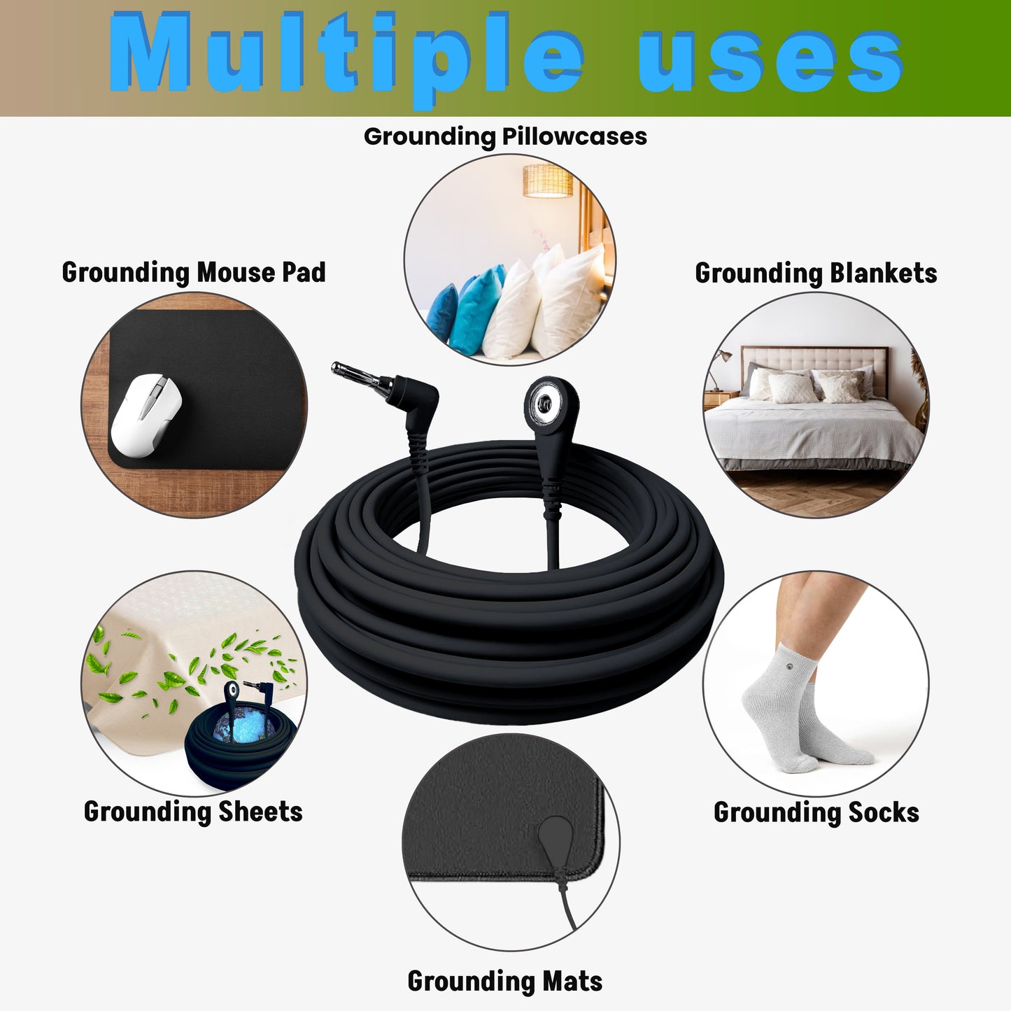 4.5m Grounding Cord — Premium Replacement Cable Wire for Earthing Mats, Sheets & More