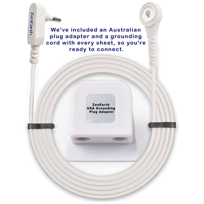 Grounding Sheets, Queen Size, 90% Organic Cotton 10% Pure Silver Fiber, Improves Sleep & Wellness, Earthing Bed Flat Sheets are 2 * 2.6 Meters, Grounding Plug Adapter and Cord Included.