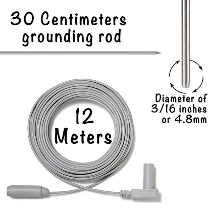 30Cm Grounding Rod with 12 Meters Cord - Ideal for Earthing Sheets, Mats, Blankets, and More | Easy Installation for Enhanced Sleep and Energy