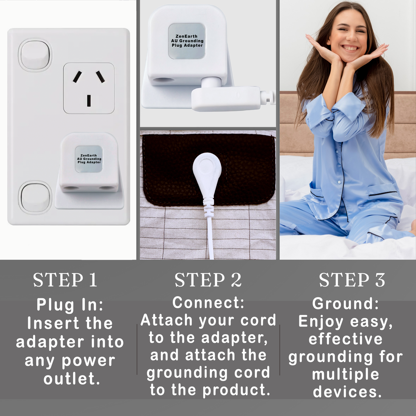 Grounding Plug Adapter for AU Outlets — Safe Grounding Outlet Connector for All Earthing and Grounding Products
